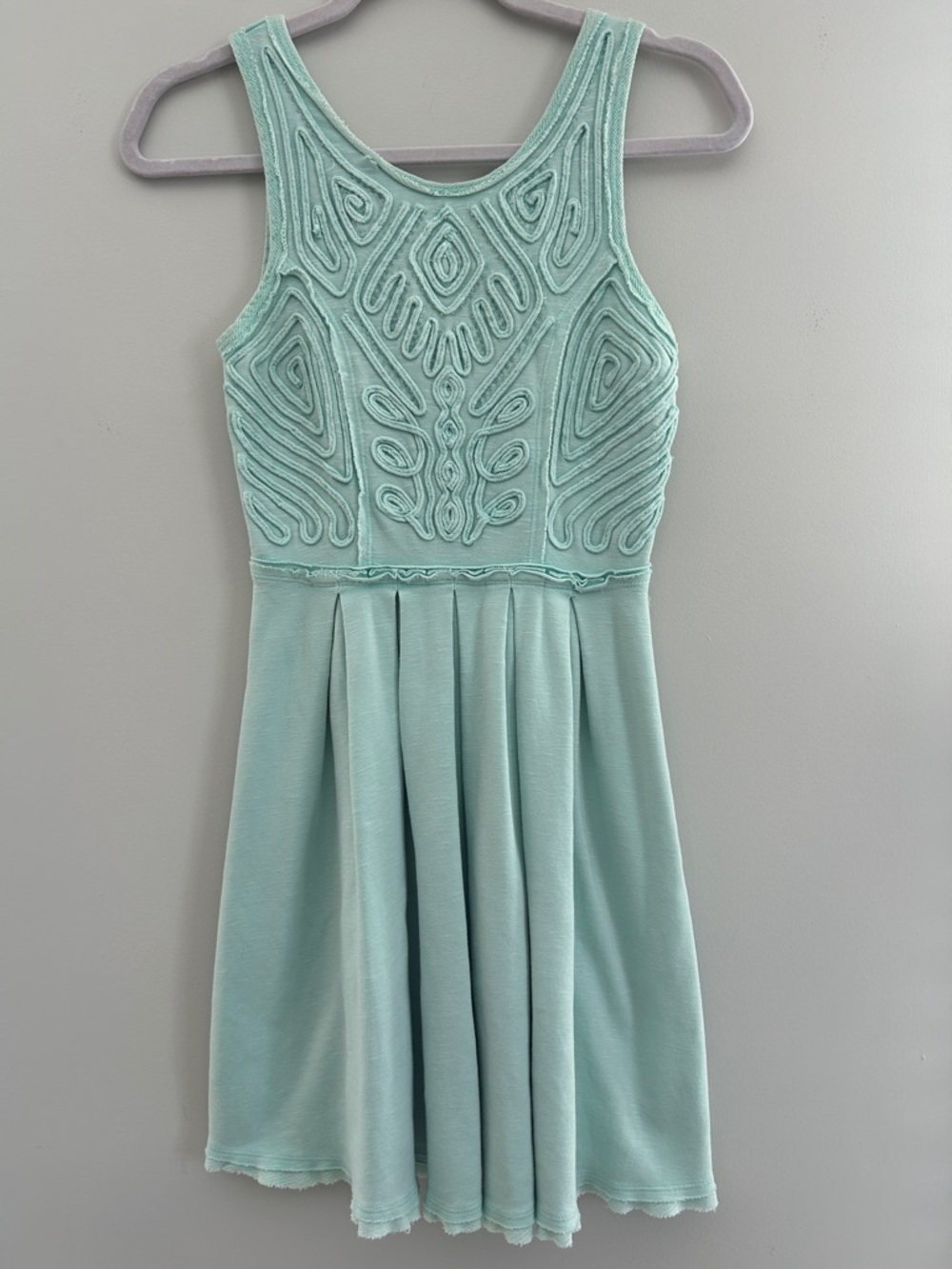Free People Mint Green Embroidered Mini Dress